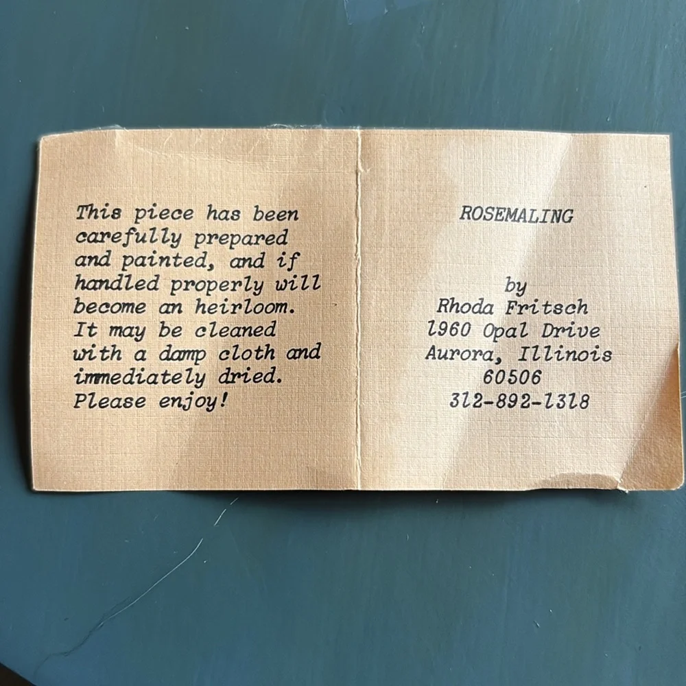 Original ROSEMALING Wooden Plate - by artist Rhonda Fritech - Limited edition - Picture 9 of 17